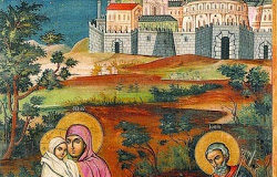 Λέγεται, ότι κάποτε η Παναγία περνούσε από ένα ωραιότατο περιβόλι, με πολύ ωραία άνθη