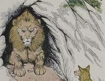 Το γέρικο λιοντάρι και η αλεπού, Αισώπου μύθοι